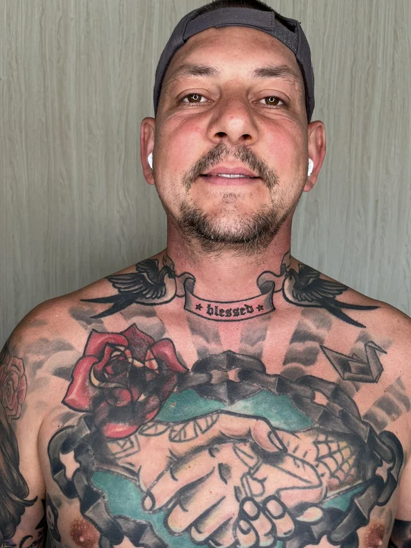man heavy shading smoke black grey skull rose full chest full fullchest tattoo canggu bali