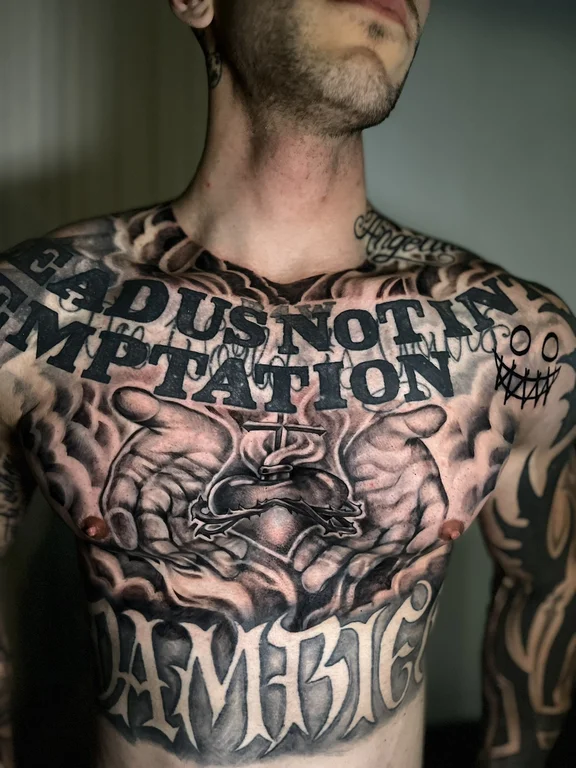 man heavy shading cloud black grey demon soft shading full fullfront full front tattoo canggu bali