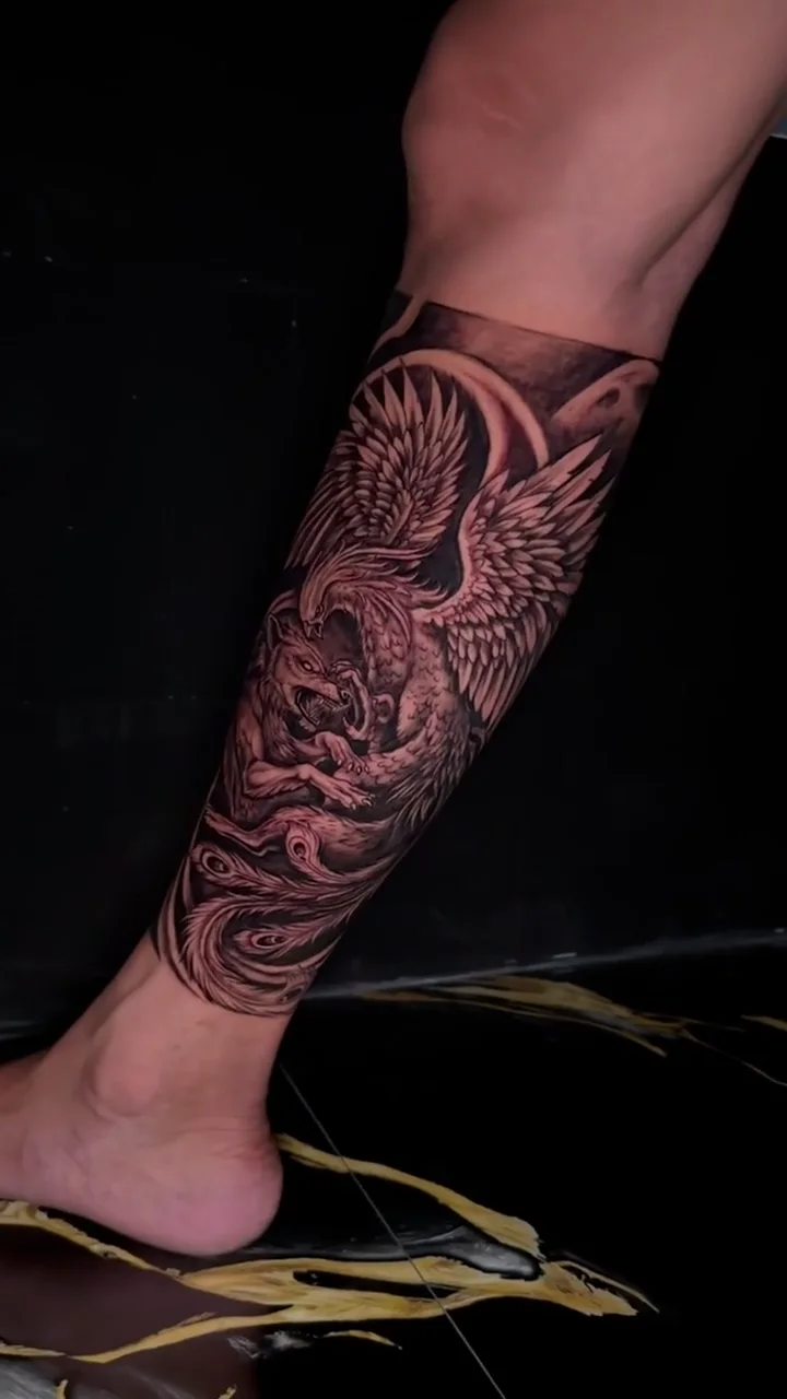 eagle waves full leg big tattoo tattoo canggu bali