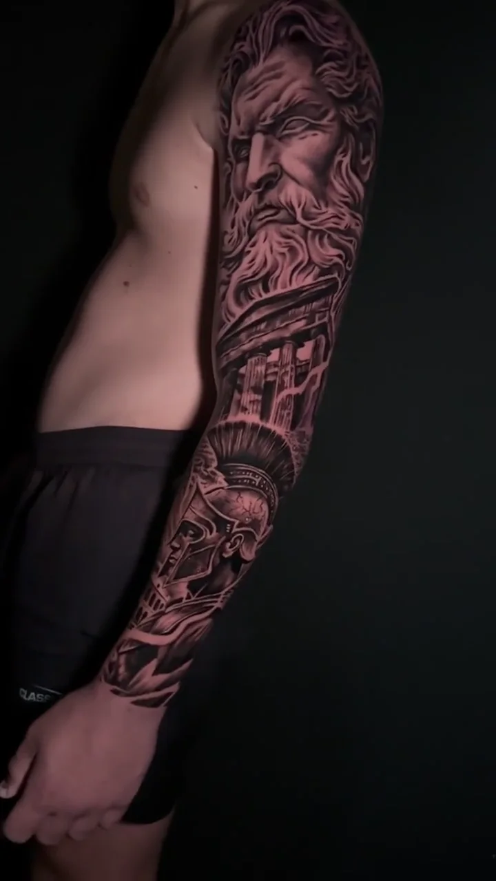 zeus spartan full sleeve big tattoo tattoo canggu bali