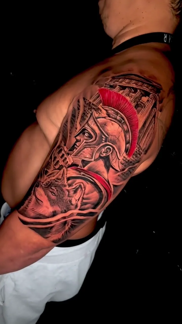 spartan warrior half sleeve big tattoo tattoo canggu bali