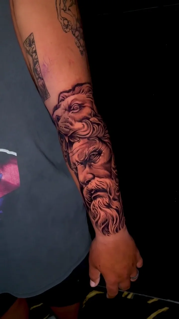 three lions half sleeve big tattoo tattoo canggu bali