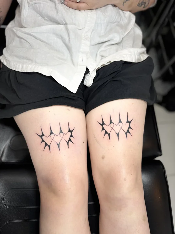 geometric fine line woman bold line elegant gothic minimal dotwork tattoo Canggu Bali