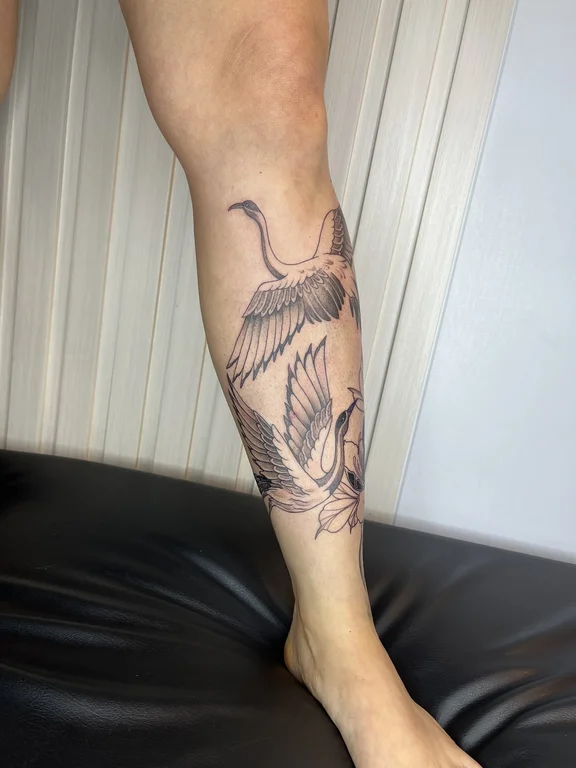 animal blackwork phoenix linework elegant dotwork black grey snake tattoo Canggu Bali