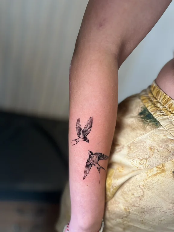 animal blackwork woman soft shading elegant minimal black grey linework tattoo Canggu Bali