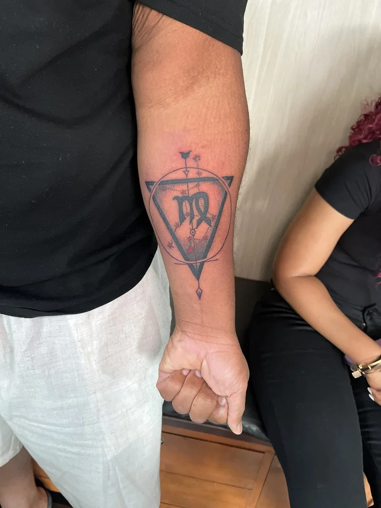 man hand blackwork geometric zodiac tattoo black tattoo canggu bali