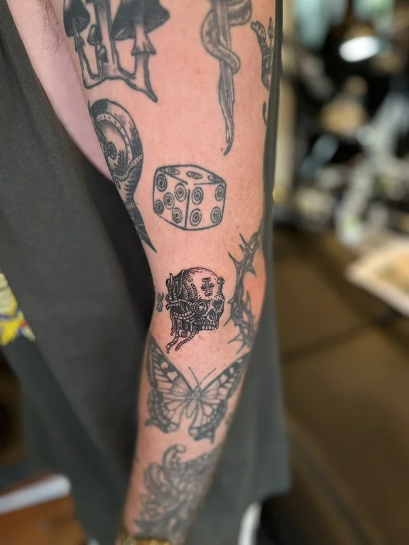 religious blackwork man black grey spiritual deity heavy shading linework tattoo Canggu Bali