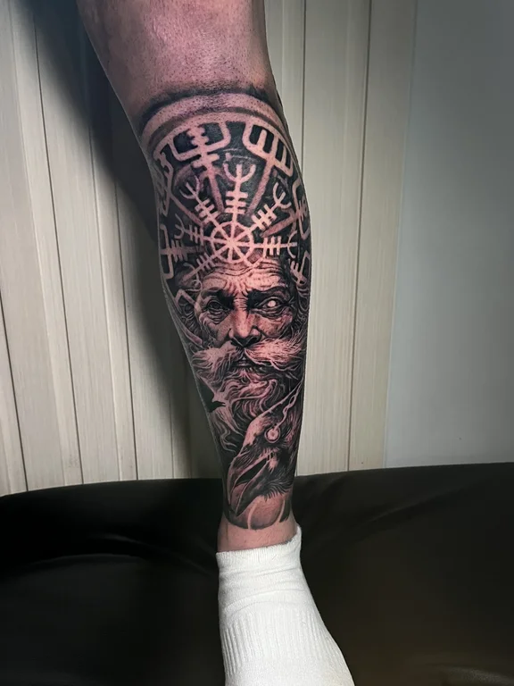 mythology chicano deity black grey horror gothic skull heavy shading tattoo Canggu Bali