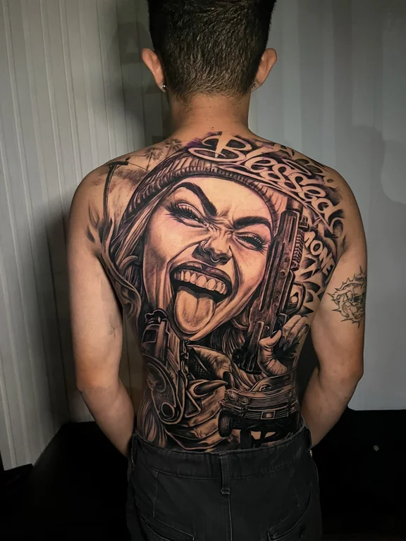 Chicano tattoo style — Nyanyi Beach Bali