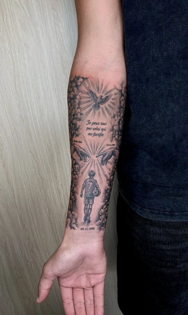 man hand cloud motivation chicano portrait black grey shading elegant tattoo canggu bali