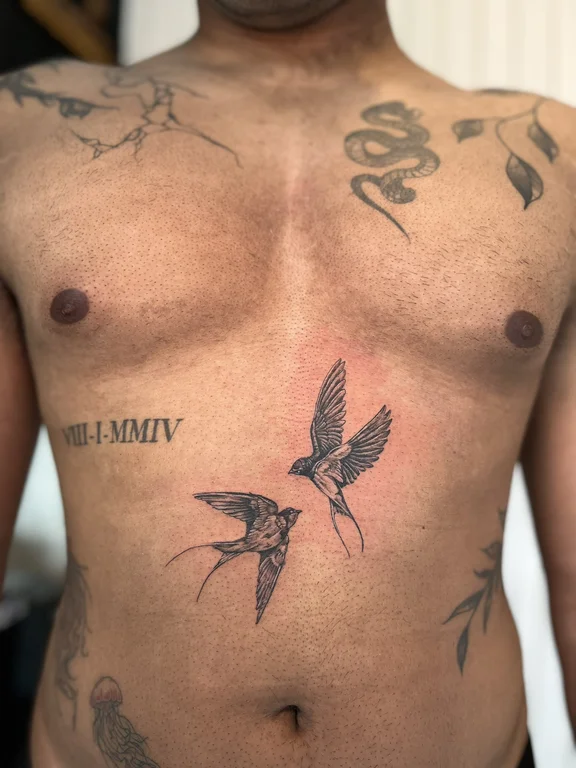mythology minimalist man soft shading elegant spiritual black grey dotwork tattoo Canggu Bali