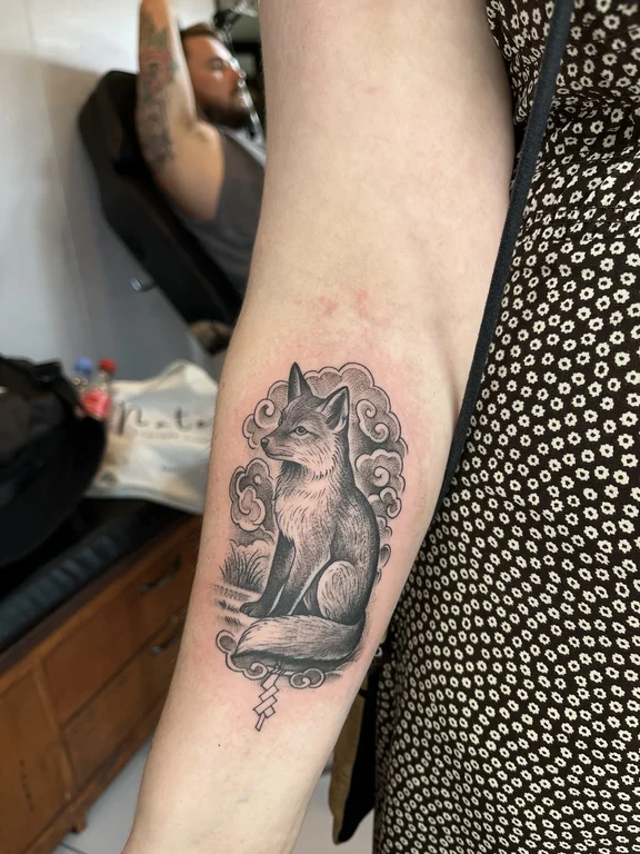 animal dotwork woman soft shading mystical linework heavy shading elegant tattoo Canggu Bali