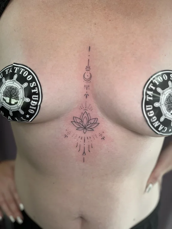 mandala dotwork lotus sacred geometry spiritual linework sun mystical tattoo Canggu Bali