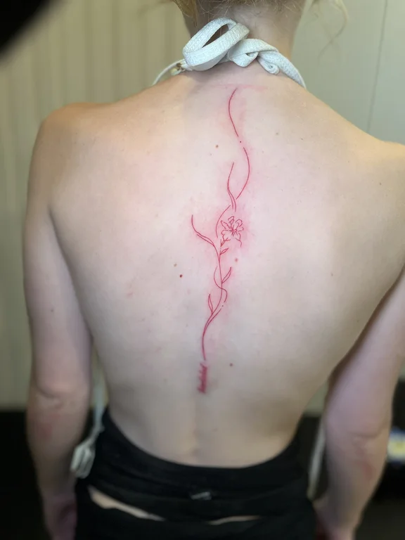 abstract fine line dragon bold line fire linework wave dotwork tattoo Canggu Bali