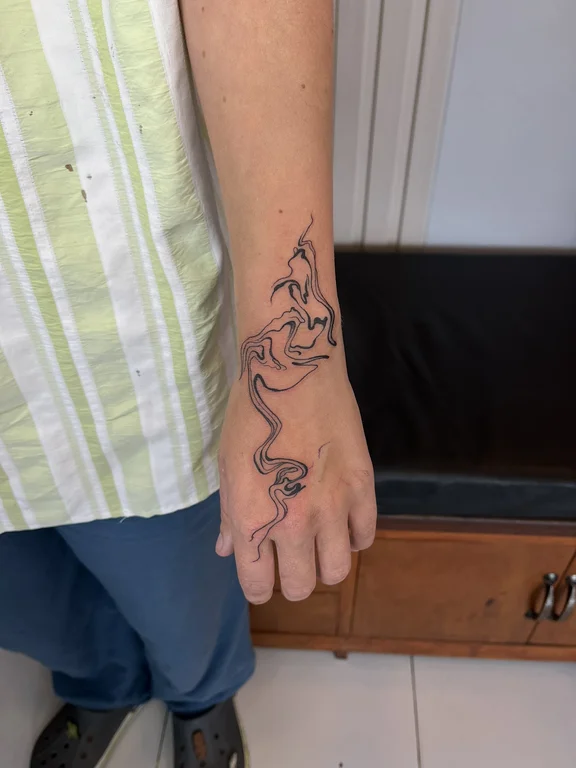 hand linework wave bold line elegant abstract tattoo canggu bali