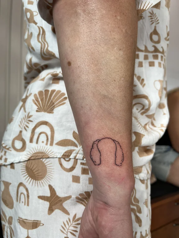 abstract fine line snake bold line minimal wave linework spiritual tattoo Canggu Bali