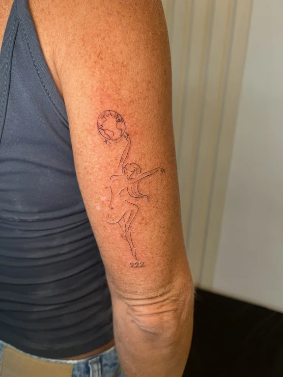 abstract fine line woman dotwork wave linework snake cloud tattoo Canggu Bali