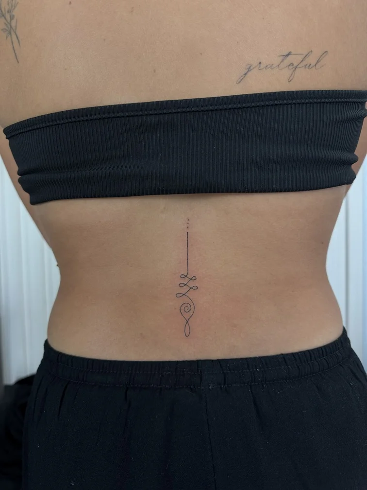 women back waist abstract fineline fine line line tattoo canggu bali