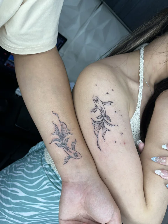floral blackwork angel soft shading elegant mystical flower linework tattoo Canggu Bali