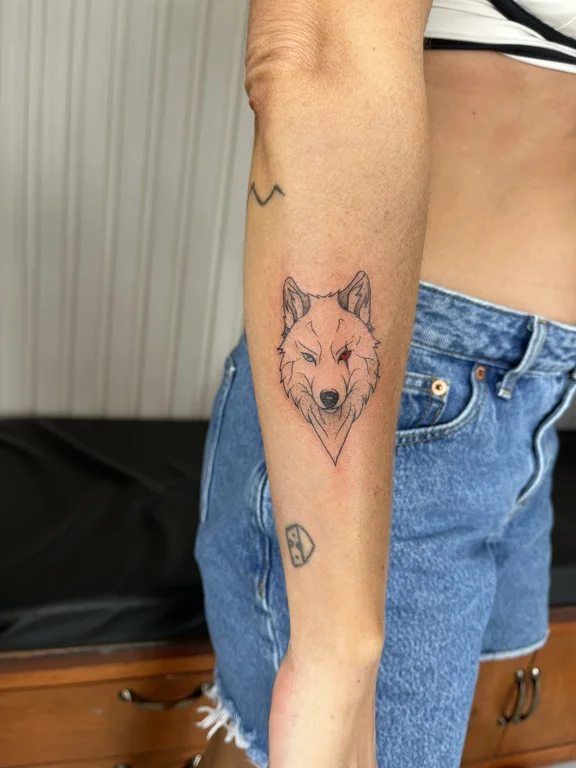 animal fine line lion dotwork minimal linework soft shading geometric tattoo Canggu Bali