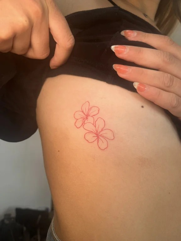 floral fine line peony bold line elegant linework dotwork minimal tattoo Canggu Bali