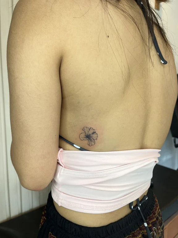 symbol traditional woman fine line moon sun soft shading cloud tattoo Canggu Bali