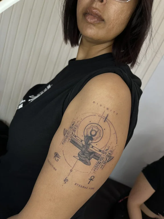 symbol fine line deity linework cloud spiritual dotwork moon tattoo Canggu Bali