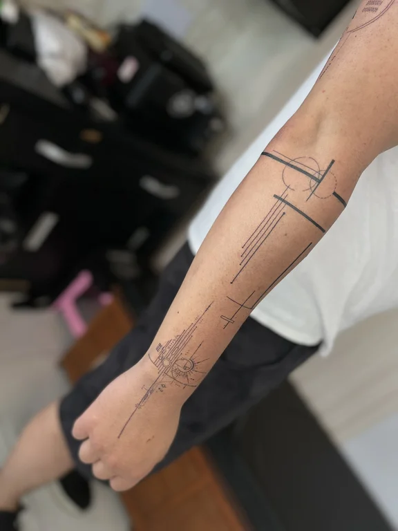 abstract fine line hand linework minimal bold line thin line spiritual tattoo Canggu Bali