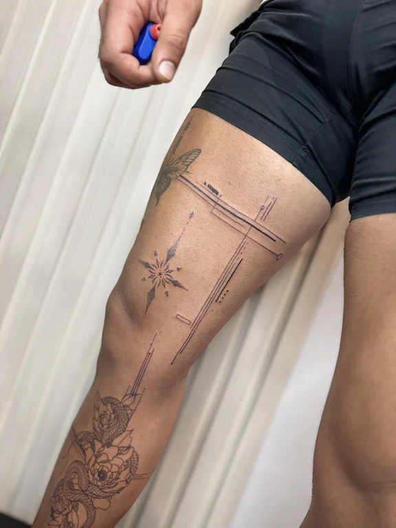 geometric fine line woman linework spiritual bold line thin line elegant tattoo Canggu Bali