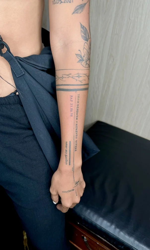 man hand lettering fine line fineline linework line geometric tattoo canggu bali