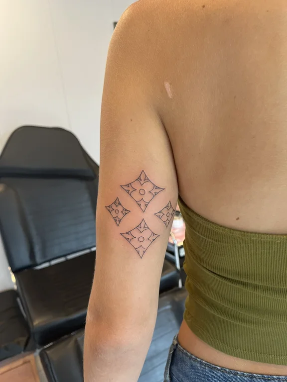 geometric minimalist woman fine line minimal elegant linework spiritual tattoo Canggu Bali