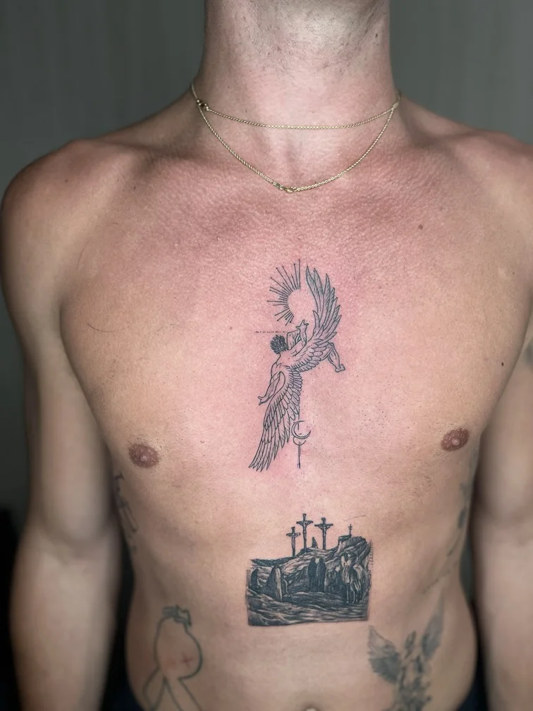 Mythology Fine Line tattoos — Nyanyi Beach Bali