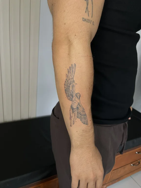 religious fine line hand linework elegant dotwork cloud spiritual tattoo Canggu Bali
