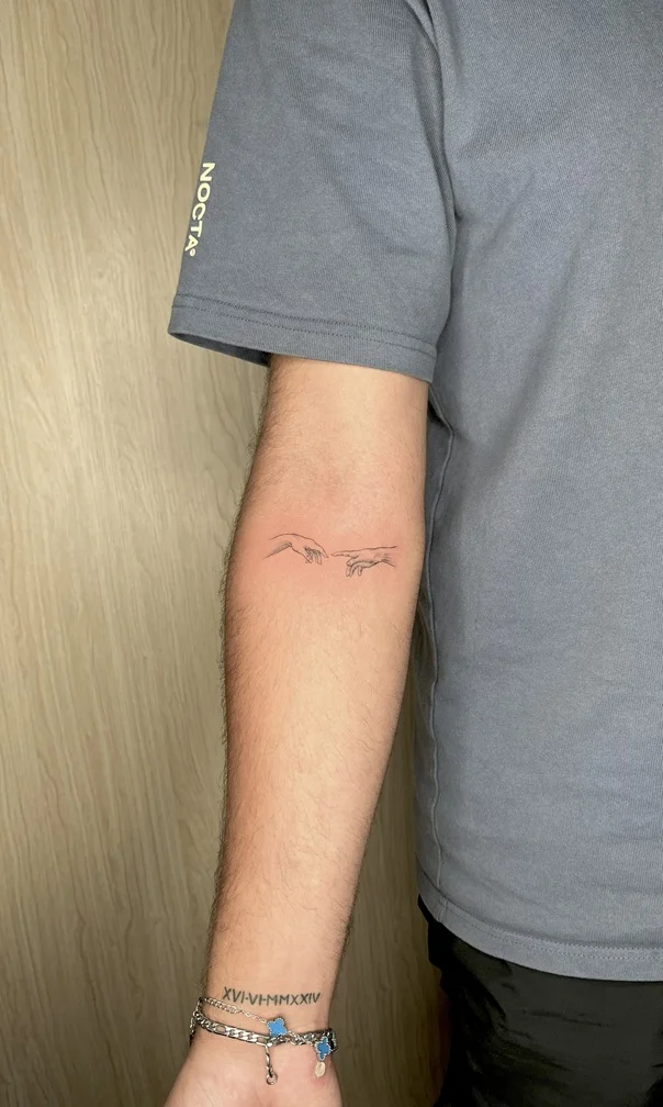 man hand mythology fine line fineline linework line black tattoo canggu bali