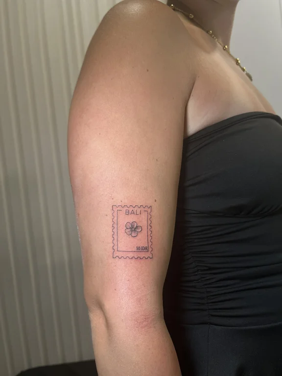 geometric fine line lotus dotwork sun linework minimal sacred geometry tattoo Canggu Bali