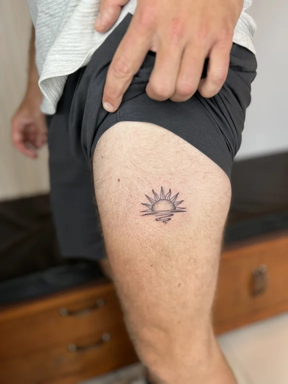 symbol blackwork lotus dotwork sun moon fine line minimal tattoo Canggu Bali