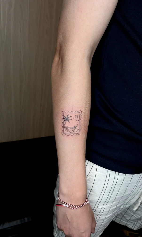 stamp man hand arm fine line fineline linework line nature tattoo black tattoo canggu bali
