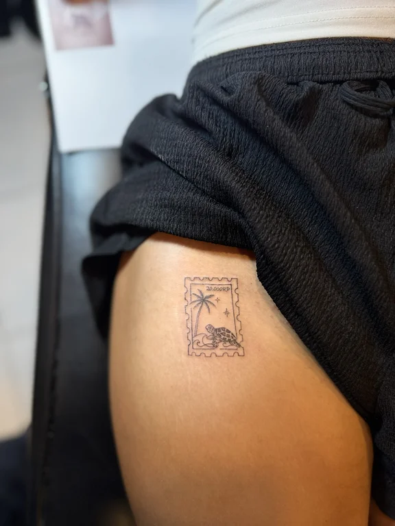 symbol blackwork woman linework minimal dotwork elegant fine line tattoo Canggu Bali