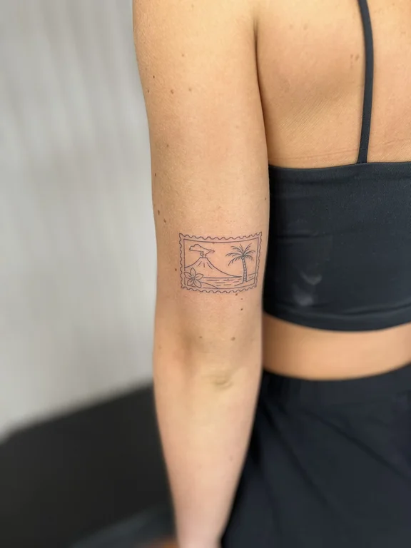 abstract fine line woman linework wave minimal elegant dotwork tattoo Canggu Bali