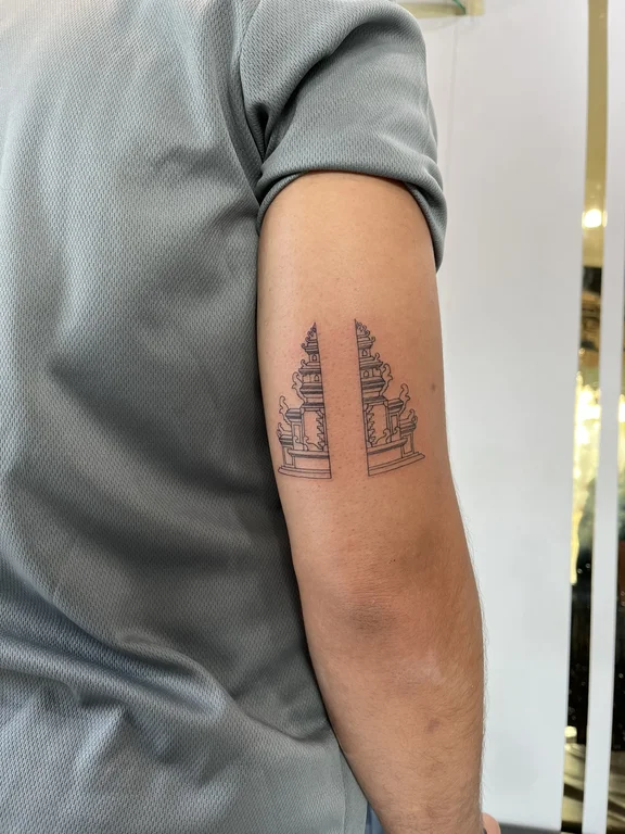 religious fine line man linework minimal thin line bold line cloud tattoo Canggu Bali