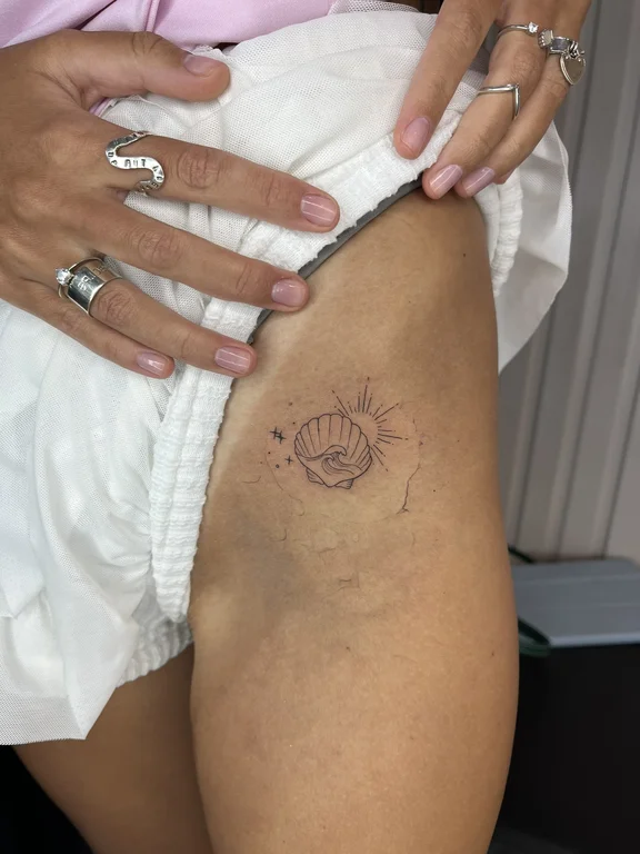 symbol fine line lotus linework sun wave moon dotwork tattoo Canggu Bali