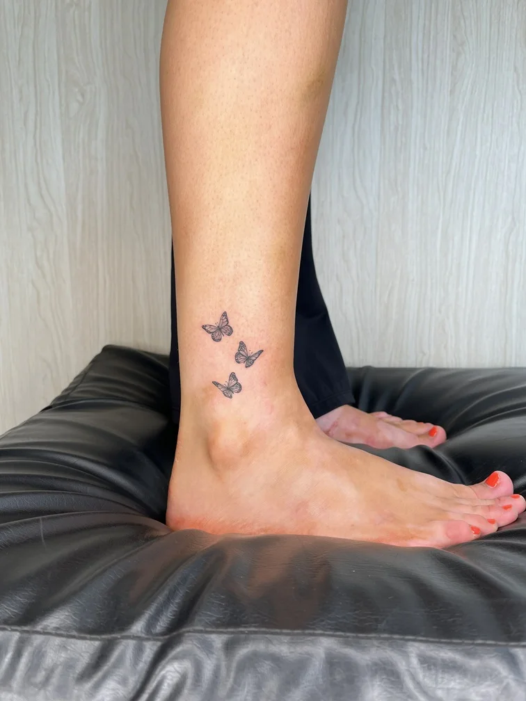 butterfly woman foot animal blackwork minimalist fine line fineline linework line tattoo canggu bali