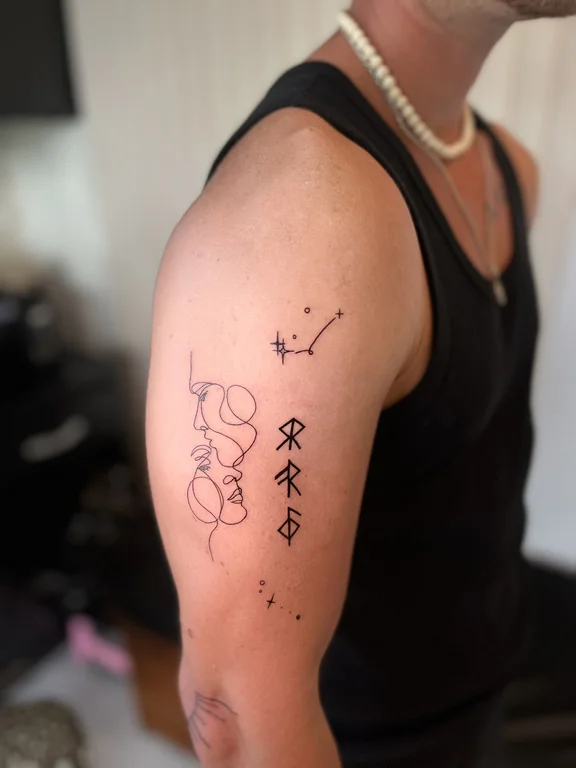 abstract minimalist deity fine line cloud moon linework spiritual tattoo Canggu Bali