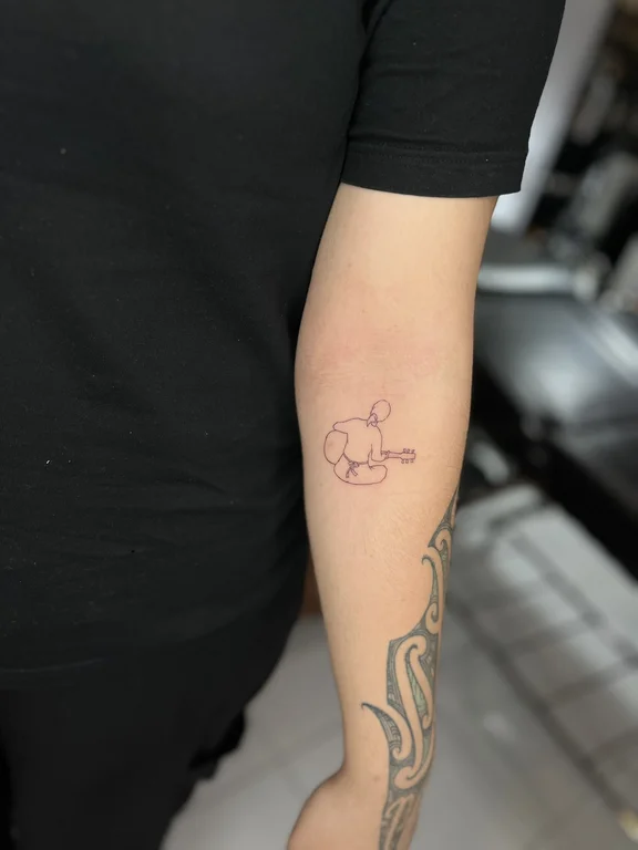 abstract minimalist koi fine line cloud minimal bold line flower tattoo Canggu Bali