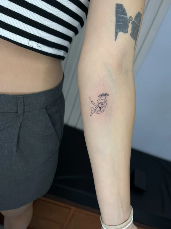 abstract minimalist koi fine line wave minimal linework soft shading tattoo Canggu Bali