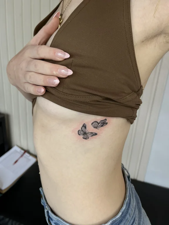 animal minimalist butterfly soft shading elegant wave fine line minimal tattoo Canggu Bali