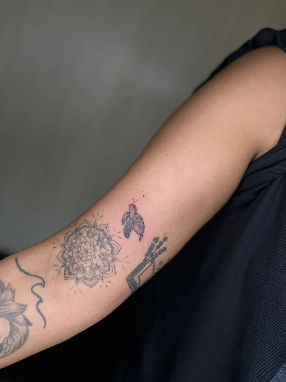 floral minimalist peony soft shading elegant minimal black grey mystical tattoo Canggu Bali