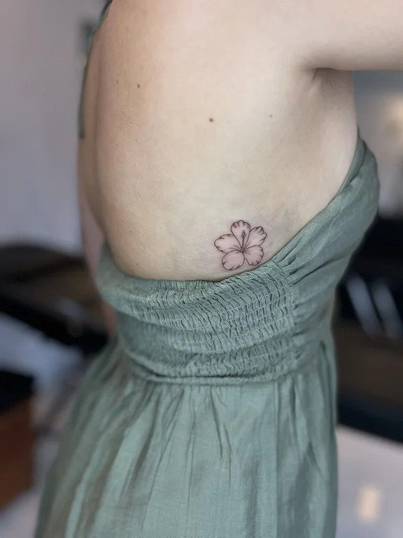 floral minimalist peony soft shading elegant fine line lotus minimal tattoo Canggu Bali
