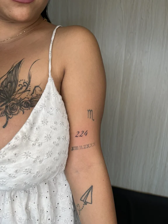 lettering minimalist butterfly fine line elegant minimal spiritual soft shading tattoo Canggu Bali