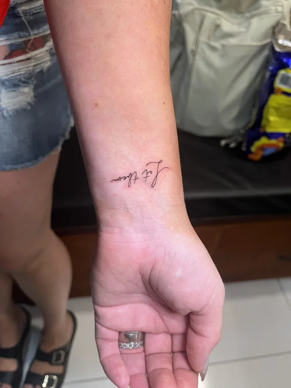 lettering minimalist hand fine line minimal bold line soft shading thin line tattoo Canggu Bali